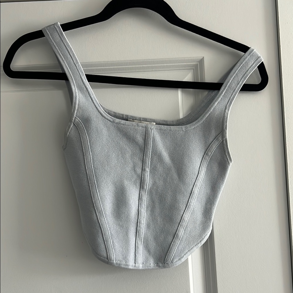 Babaton Light Gray Square-Neck Cropped Tank